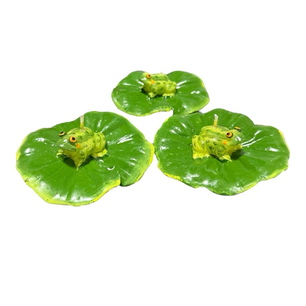 Vintage Floating Frog Candles Lily Pads Sunbathing Froggy Cute retro Fun lot 3